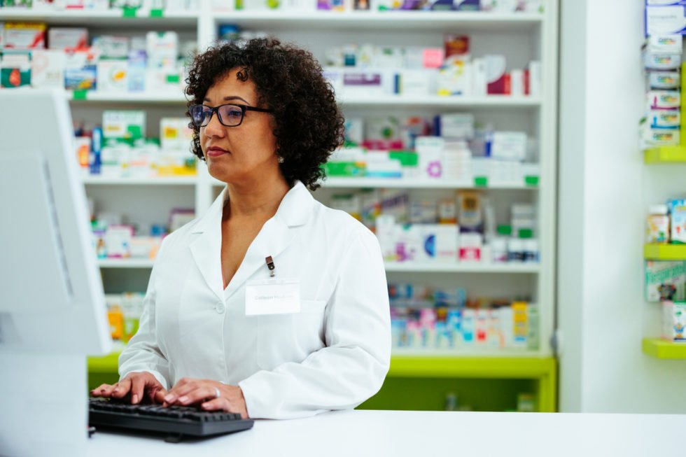 African american pharmacist at work